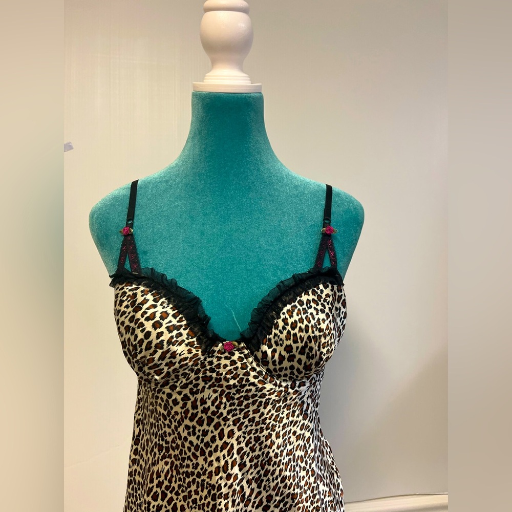 Gilligan & O’Malley Leopard Print Lace Trim Sleep Dress – Size S